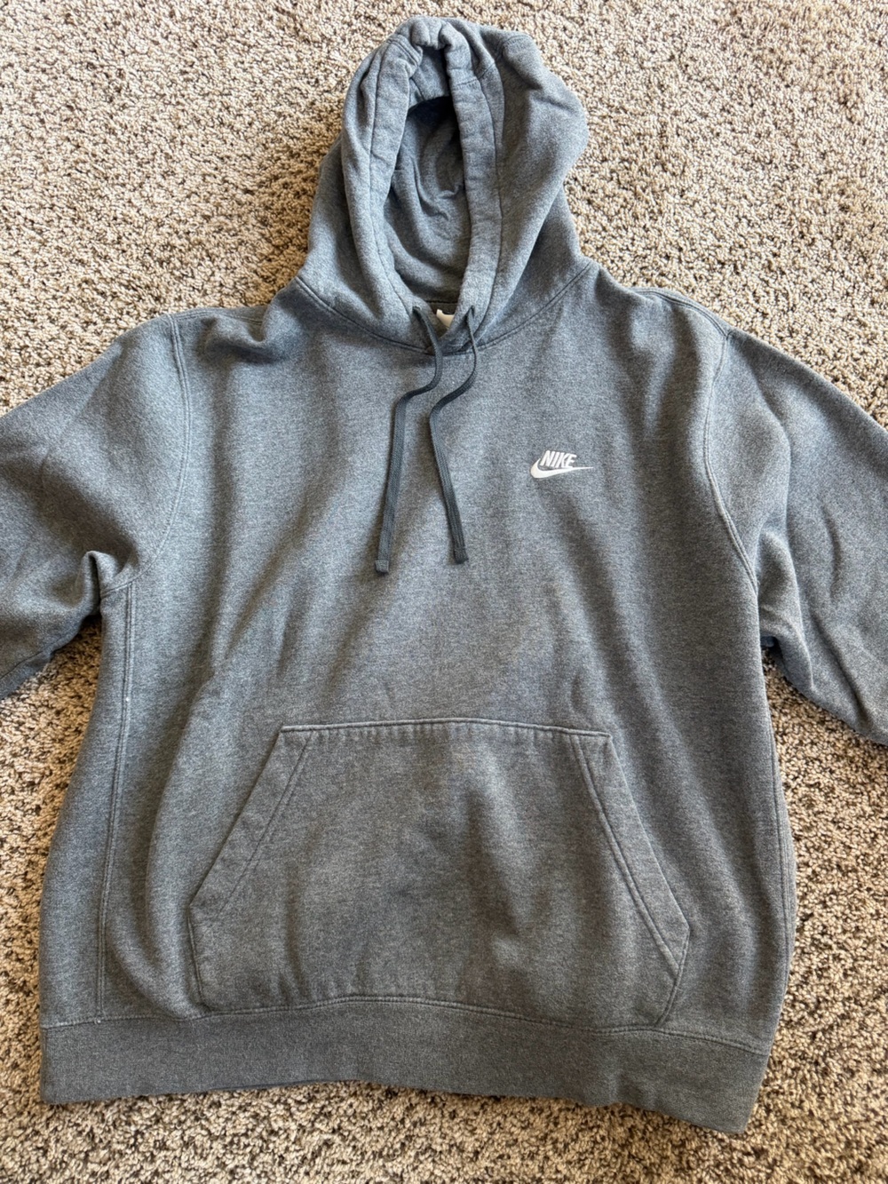 Nike Men’s Dark Gray Crewneck Hoodie with White Swoosh